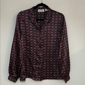 Christie & Jill Long Sleeve Button Font Round Collard Womens Layering Staple